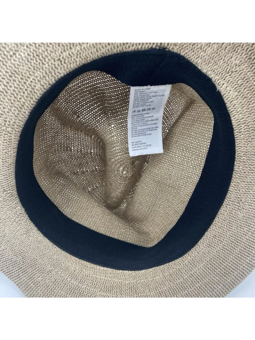 Prana Cybil Knit Hemp Organic Cotton Poly Blend Aztec Print Fedora Sun Hat